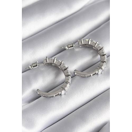 Pirin� G�m�� Renk Zirkon Ta�l� Halka Model Kad�n K�pe