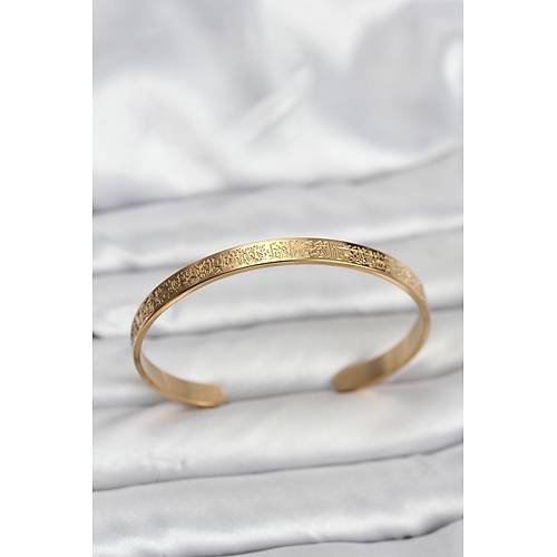 316L �elik Gold Renk Ayetel K�rsi Yaz�l� Bileklik
