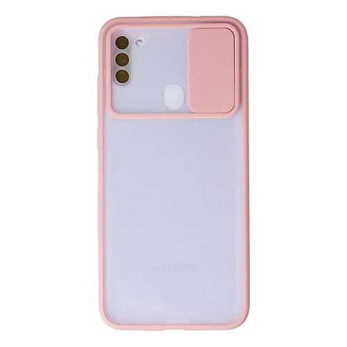 Galaxy A11 K�l�f Palm Buzlu Kamera S�rg�l� Silikon - Pembe