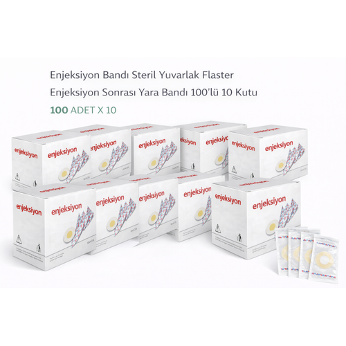 Enjeksiyon Band� Steril Yuvarlak Flaster Enjeksiyon Sonras� Yara Band� 100�l� 10 Kutu
