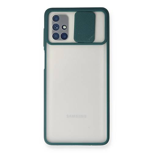 Galaxy M51 K�l�f Palm Buzlu Kamera S�rg�l� Silikon - Ye�il
