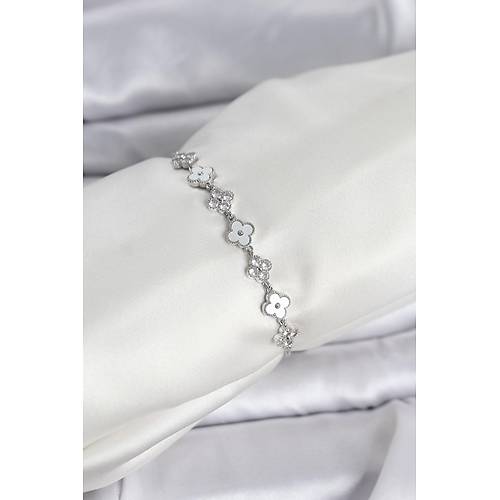 G�m�� Renk Zirkon Ta�l� S�ral� Yonca Model Asans�rl� Kad�n Bileklik