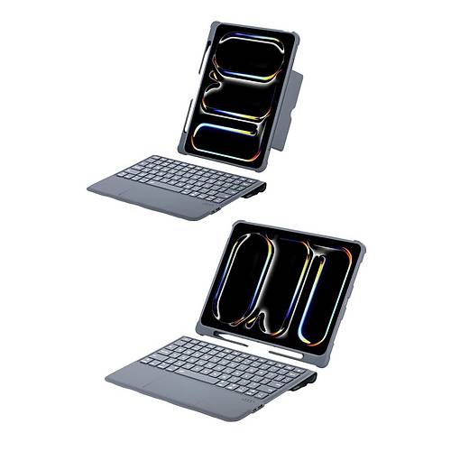 T5510D iPad Pro 13 (2024) K�l�f Palermo Ledli Klavyeli Standl� Tablet K�l�f� - Siyah