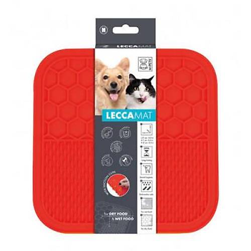 Lecca Kedi ve K�pekler ��in Yava� Beslenme �d�l Mat� Medium K�rm�z� 21x21 CM