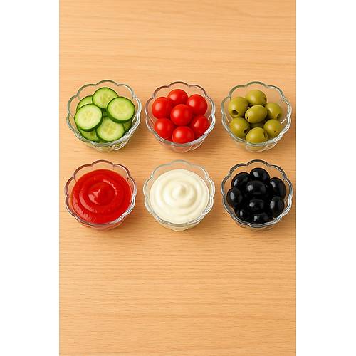 6�l� Cam Desenli Kase Seti 125 ml
