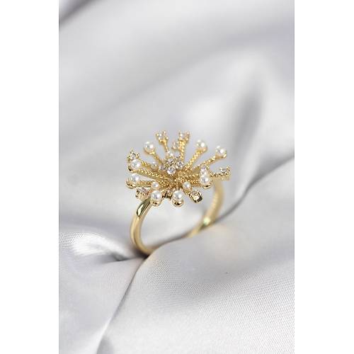 Gold Renk Karahindiba Model Zirkon Ta�l� Kad�n Y�z�k