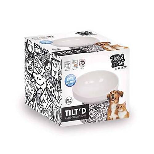 Urban Style Seramik Kedi Mama ve Su Kab� Siyah Beyaz 250 Ml 12x12,5x9,5 Cm