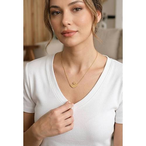 316L �elik Gold Renk Zincir Ku�u Model Kad�n Kolye