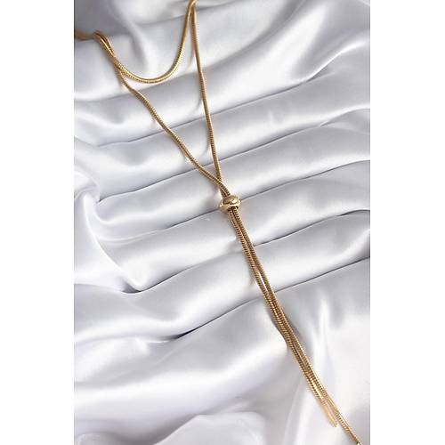 316L �elik Gold Renk T�p Zincir Asans�r Model Kad�n Kolye