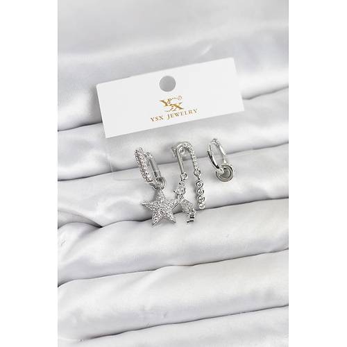 Pirin� G�m�� Renk Zirkon Ta�l� Y�ld�z Vintage Model YSX Trio K�pe Seti