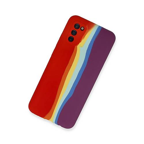 Galaxy A03S K�l�f Ebruli Lansman Silikon - K�rm�z�-Mor
