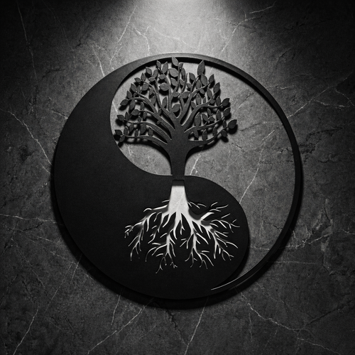 Yin Yang Hayat A�ac� Duvar Tablosu MDF Lazer Kesim Modern Spirit�el Duvar S�s�