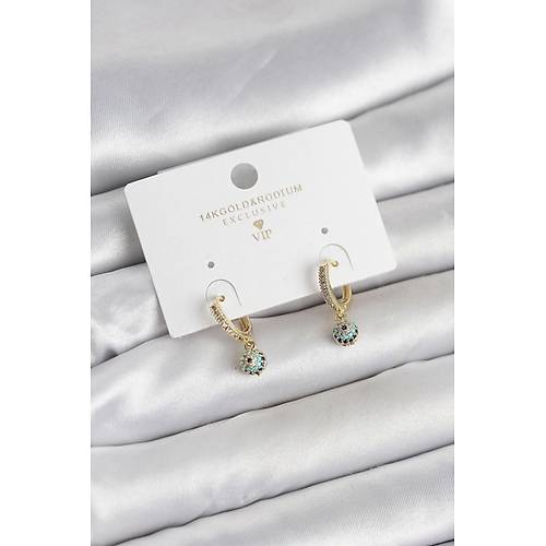 Minimal Nazarl� Model Gold Renk Zirkon Ta�l� Kad�n K�pe