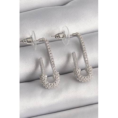 Pirin� G�m�� Renk Zirkon Ta�l� �engelli ��ne Model Kad�n K�pe