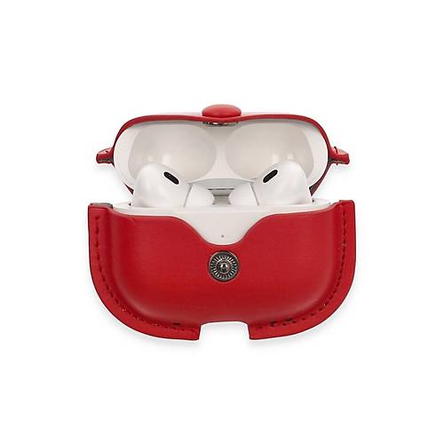 Airpods Pro 2 (2.nesil) �anta Deri K�l�f - K�rm�z�