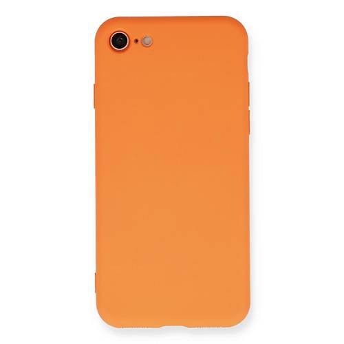 iPhone 7 K�l�f Nano i�i Kadife Silikon - Turuncu