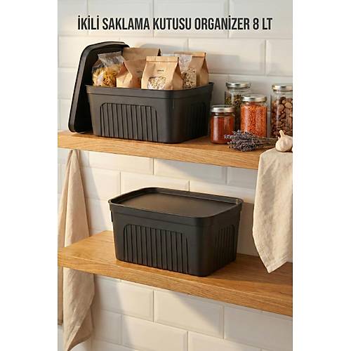F�me 2'Li 8 LT �nit Saklama Kutusu & �ok Ama�l� Mutfak Ve Kiler D�zenleyici Organizer