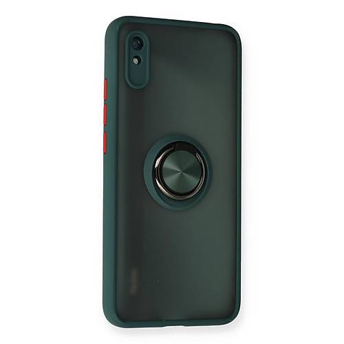 Redmi 9A K�l�f Montreal Y�z�kl� Silikon Kapak - Ye�il
