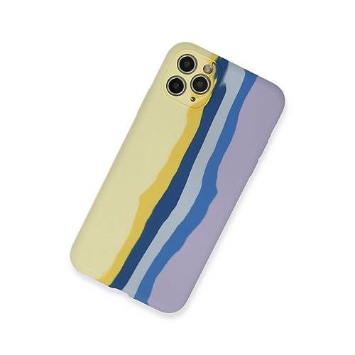 iPhone 11 Pro K�l�f Ebruli Lansman Silikon - Sar�-Lila