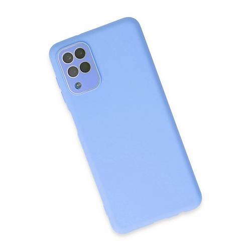 Galaxy A22 K�l�f Lansman Glass Kapak - Mavi