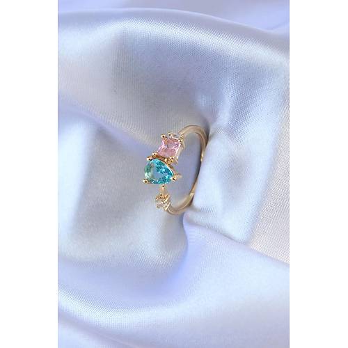 Gold Renk Renkli Zirkon Ta�l� Pirin� Kad�n Y�z�k