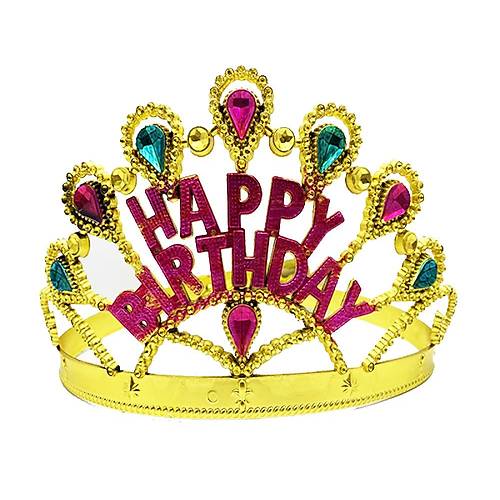 Alt�n Renk Happy Birthday Yaz�l� Do�um G�n� Tac� 60 cm