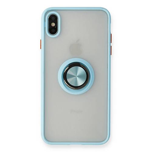 iPhone X K�l�f Montreal Y�z�kl� Silikon Kapak - Buz Mavi