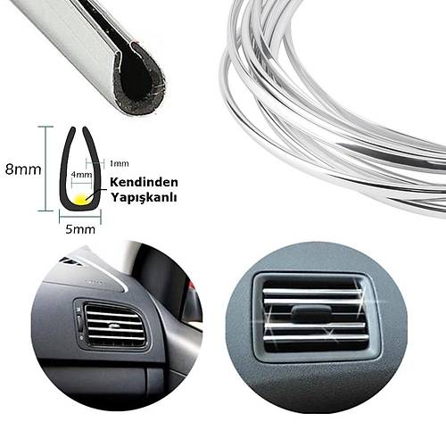 U Tip Ge�meli Havaland�rma Nikelaj �erit ��ta �nce 5 Metre Krom