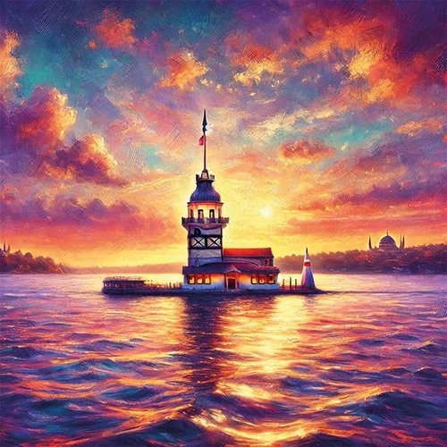 K�z Kulesi Kanvas Tablo 90x90cm