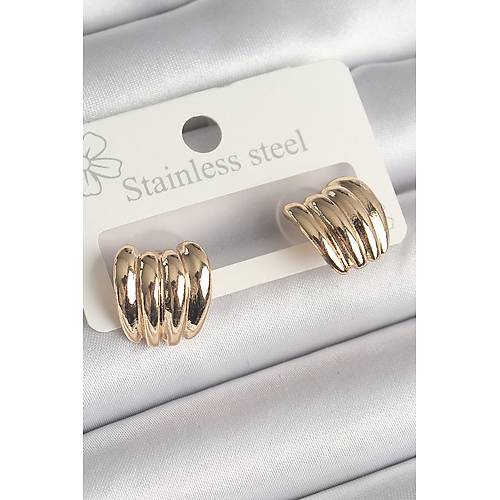 Pirin� Gold Renk ��lemeli Yar�m Halka Model Kad�n K�pe