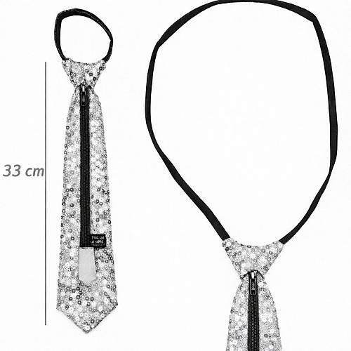 G�m�� Renk Pul Payetli I��lt�l� Parti Kravat� 33 cm