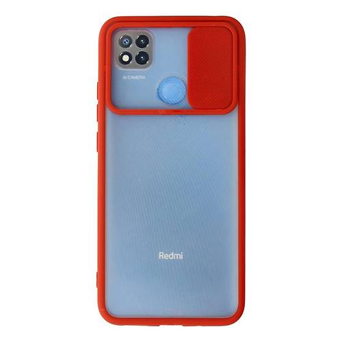 Redmi 9C K�l�f Palm Buzlu Kamera S�rg�l� Silikon - K�rm�z�