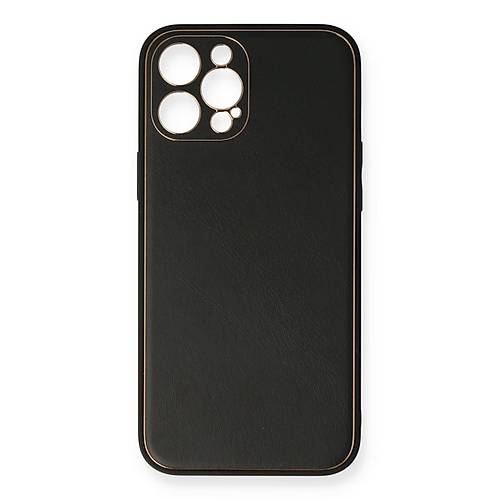 iPhone 12 Pro K�l�f Coco Deri Silikon Kapak - Siyah