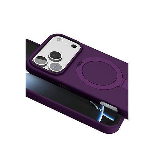iPhone 17 Pro Max Regal Magsafe Standl� Kapak - Derin Mor