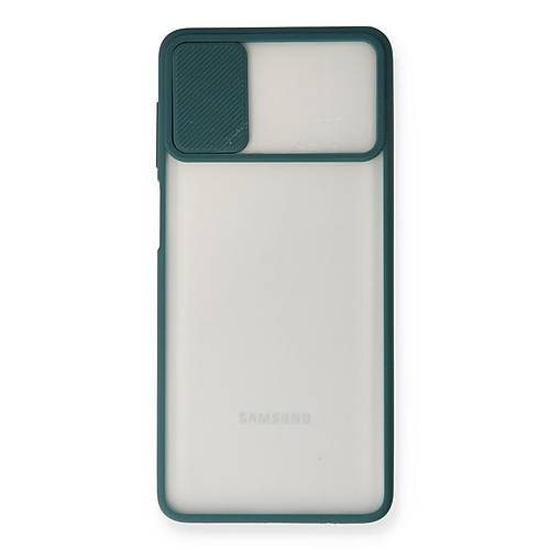 Galaxy M51 K�l�f Palm Buzlu Kamera S�rg�l� Silikon - Ye�il