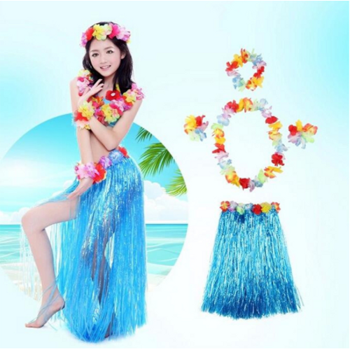 Luau Aloha Hawaii Partisi Etek Ta� ve Bileklik Seti Mavi