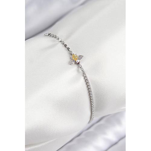 Pirin� Zirkon Ta�l� Ar� Model Ezme Zincir G�m�� Renk Kad�n Bileklik