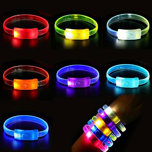 Festival & Parti LED Bileklik Bask� Yap�labilir 3 Farkl� Mod I��kl� 1 Adet