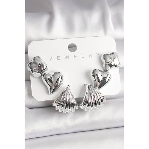 G�m�� Renk Yonca Kalp Deniz Kabu�u Fig�r CCB Kad�n K�pe Seti