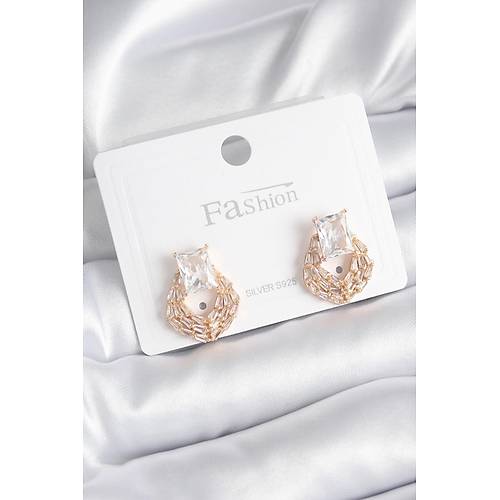 Pirin� Gold Renk Zirkon Ta�l� Kad�n K�pe