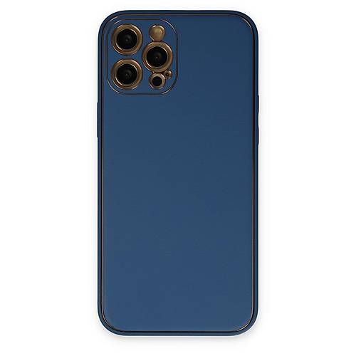 iPhone 12 Pro K�l�f Coco Deri Silikon Kapak - A��k Mavi