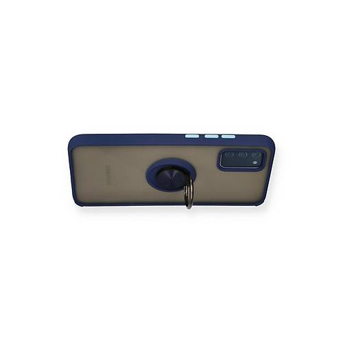 Galaxy A02S K�l�f Montreal Y�z�kl� Silikon Kapak - Lacivert