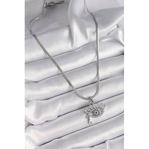 316L �elik G�m�� Renk �talyan Zincir Zirkon Ta�l� G�z Model Kad�n Kolye