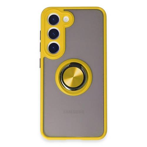 Galaxy S23 K�l�f Montreal Y�z�kl� Silikon Kapak - Sar�