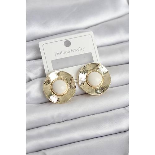 Vintage Model Beyaz Gold Renk Pirin� Kad�n K�pe