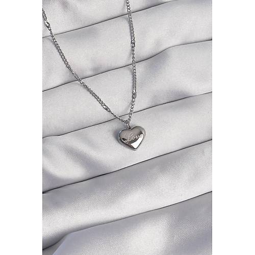 316L �elik G�m�� Renk Kalp Model Love Kolye