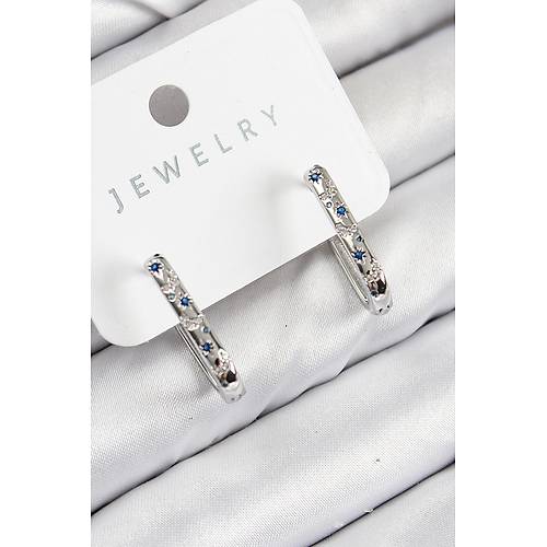 Pirin� Zirkon Ta�l� �i�ek Desenli Model G�m�� Renk Kad�n K�pe