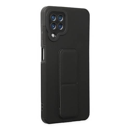 Galaxy A22 K�l�f Mega Standl� Silikon - Siyah