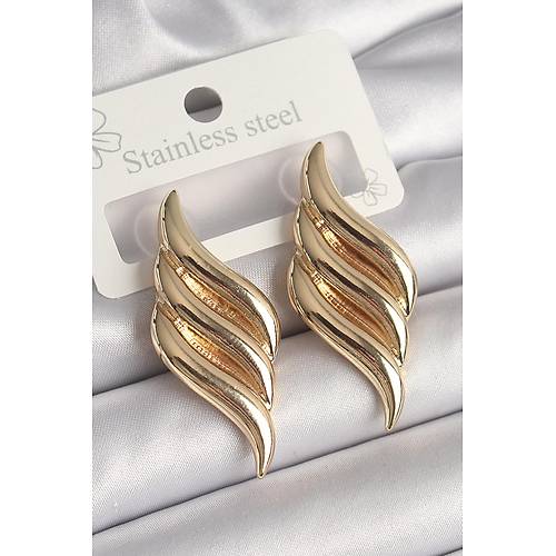 Pirin� Gold Renk 3 S�ra Dalga Model Kad�n K�pe