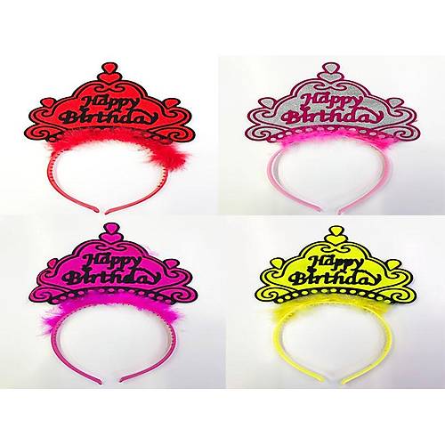 Happy Birthday Yaz�l� Neon Renk Ta� 12 Adet